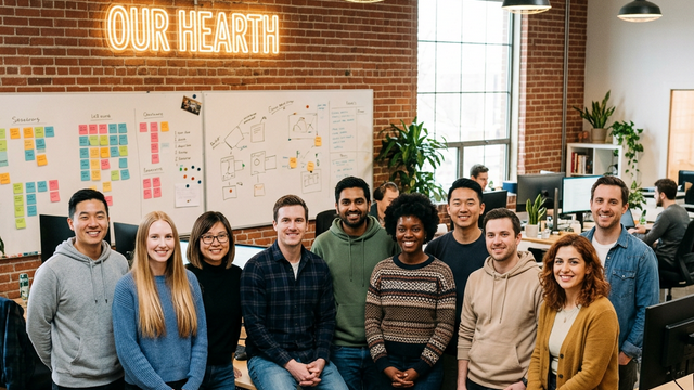 Our Hearth team smiling in a conference room